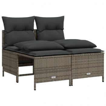 5-tlg. Garten-Sofagarnitur mit Kissen Grau Poly Rattan