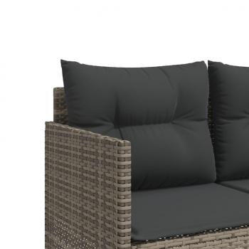 5-tlg. Garten-Sofagarnitur mit Kissen Grau Poly Rattan