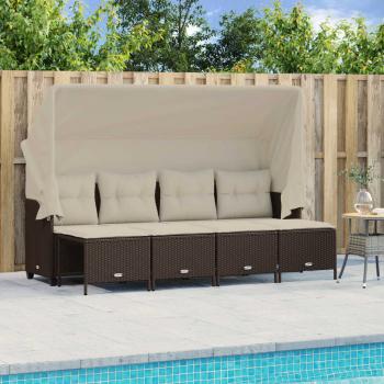 ARDEBO.de - 5-tlg. Garten-Sofagarnitur mit Kissen Braun Poly Rattan