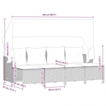 5-tlg. Garten-Sofagarnitur mit Kissen Braun Poly Rattan