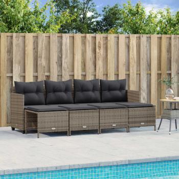 ARDEBO.de - 5-tlg. Garten-Sofagarnitur mit Kissen Grau Poly Rattan