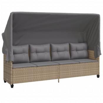 5-tlg. Garten-Sofagarnitur mit Kissen Beige Poly Rattan