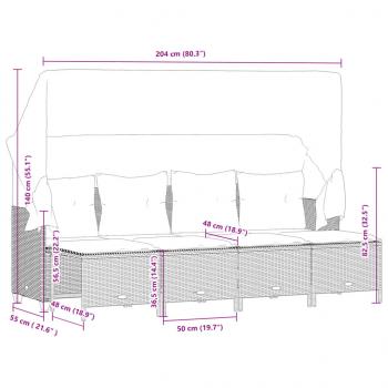 5-tlg. Garten-Sofagarnitur mit Kissen Beige Poly Rattan