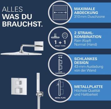 GROHE Precision Cube Duschsystem, Quickfix, Unterputz, mit Vitalio Rain Mono 310 Cube, chrom (34879000)