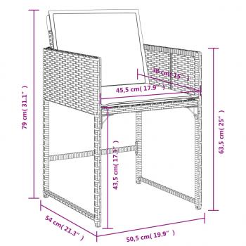 17-tlg. Garten-Essgruppe mit Kissen Schwarz Poly Rattan