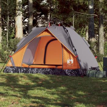 ARDEBO.de - Kuppel-Campingzelt 2 Personen Grau und Orange Quick Release