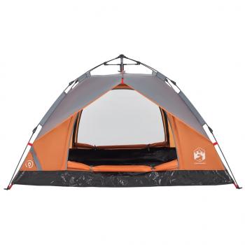 Kuppel-Campingzelt 2 Personen Grau und Orange Quick Release