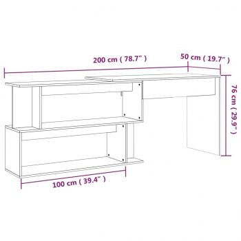 Eckschreibtisch Grau Sonoma 200x50x76 cm Holzwerkstoff