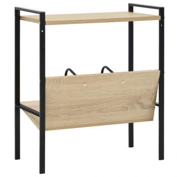 Bücherregal 2 Regalböden Schwarz Eiche 52x28x59cm Holzwerkstoff