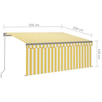 Markise Manuell Einziehbar mit Rollo & LED 3,5x2,5 m Gelb Weiß