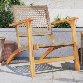 ARDEBO.de - Gartenstühle 2 Stk. Beige Poly Rattan und Akazienholz