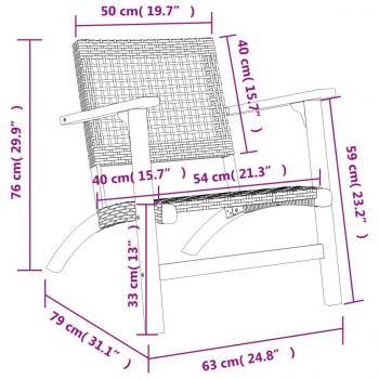 Gartenstühle 2 Stk. Beige Poly Rattan und Akazienholz