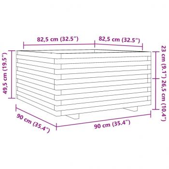 Pflanzkübel Wachsbraun 90x90x49,5 cm Massivholz Kiefer