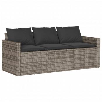 6-tlg. Garten-Sofagarnitur mit Kissen Grau Poly Rattan