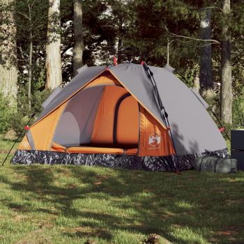 ARDEBO.de - Kuppel-Campingzelt 3 Personen Grau und Orange Quick Release