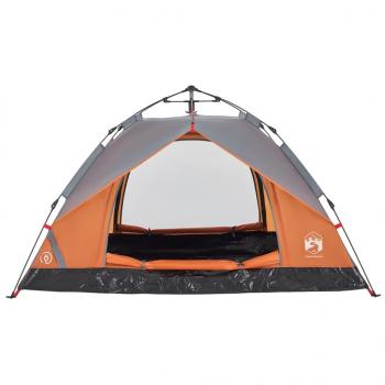 Kuppel-Campingzelt 3 Personen Grau und Orange Quick Release