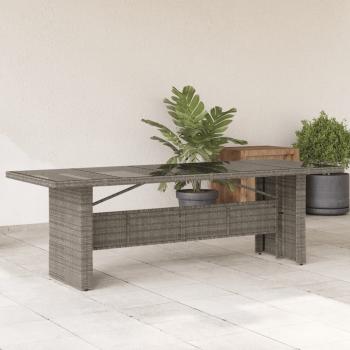 ARDEBO.de - Gartentisch mit Glasplatte Grau 240x90x75 cm Poly Rattan