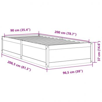 Massivholzbett ohne Matratze Weiß 90x200 cm Kiefernholz