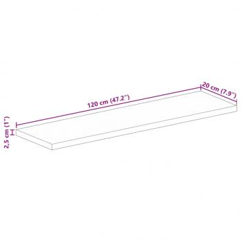 Tischplatte 120x20x2,5 cm Rechteckig Altholz Massiv