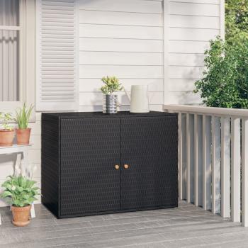 ARDEBO.de - Gartenschrank Schwarz 100x55,5x80 cm Poly Rattan