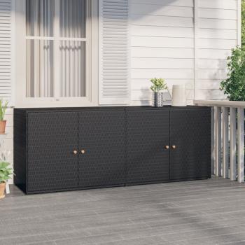 ARDEBO.de - Gartenschrank Schwarz 198x55,5x80 cm Poly Rattan