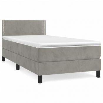 Boxspringbett mit Matratze Hellgrau 100x200 cm Samt