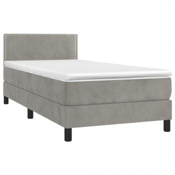 Boxspringbett mit Matratze & LED Hellgrau 100x200 cm Samt