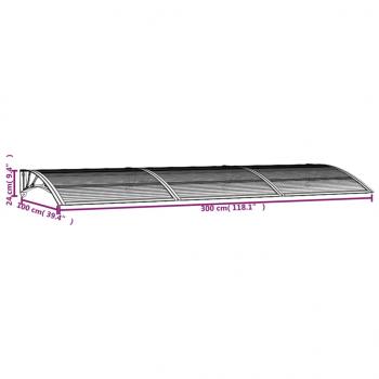 Türvordach Grau 300x100 cm Polycarbonat