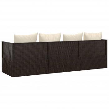 Outdoor-Loungebett mit Kissen Braun Poly Rattan