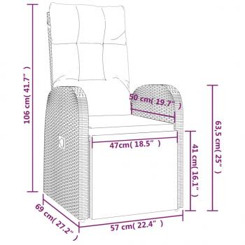 Gartensessel mit Kissen 2 Stk. Verstellbar Schwarz Poly Rattan