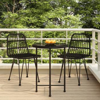 ARDEBO.de - 3-tlg. Garten-Essgruppe Schwarz Poly Rattan