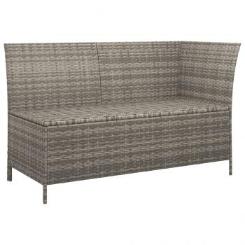 3-tlg. Garten-Lounge-Set mit Kissen Grau Poly Rattan