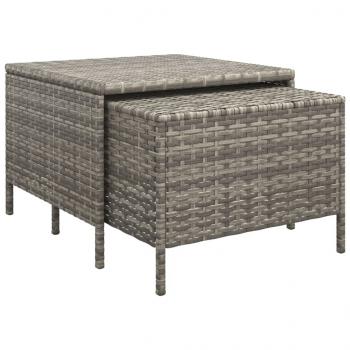 3-tlg. Garten-Lounge-Set mit Kissen Grau Poly Rattan