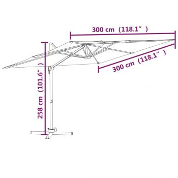 Ampelschirm mit Aluminium-Mast Anthrazit 300x300 cm