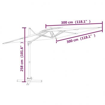 Ampelschirm mit Doppeldach Sandweiß 300 x 300 cm