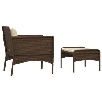 2-tlg. Garten-Lounge-Set mit Kissen Braun Poly Rattan