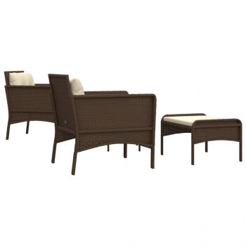 5-tlg. Garten-Lounge-Set mit Kissen Braun Poly Rattan