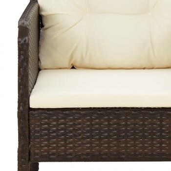 5-tlg. Garten-Lounge-Set mit Kissen Braun Poly Rattan