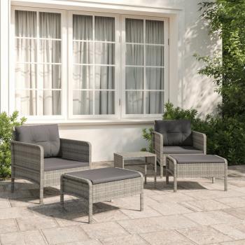 ARDEBO.de - 5-tlg. Garten-Lounge-Set mit Kissen Grau Poly Rattan