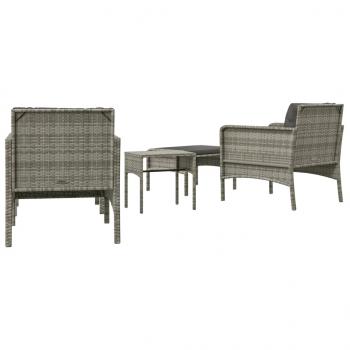 5-tlg. Garten-Lounge-Set mit Kissen Grau Poly Rattan