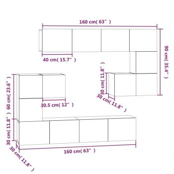 TV-Wandschrank Schwarz Holzwerkstoff