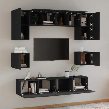 8-tlg. TV-Schrank-Set Schwarz Holzwerkstoff