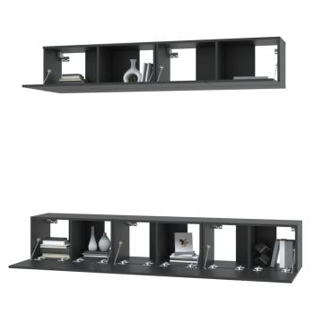 5-tlg. TV-Schrank-Set Schwarz Holzwerkstoff