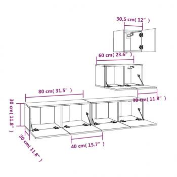 4-tlg. TV-Schrank-Set Schwarz Holzwerkstoff