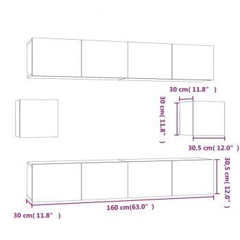 6-tlg. TV-Schrank-Set Schwarz Holzwerkstoff