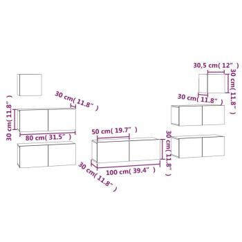 7-tlg. TV-Schrank-Set Schwarz Holzwerkstoff