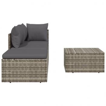 4-tlg. Garten-Lounge-Set mit Kissen Grau Poly Rattan