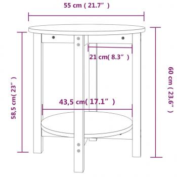 Couchtisch Grau Ø 55x60 cm Massivholz Kiefer