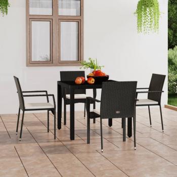 ARDEBO.de - Gartenstühle mit Kissen 4 Stk. Poly Rattan Schwarz