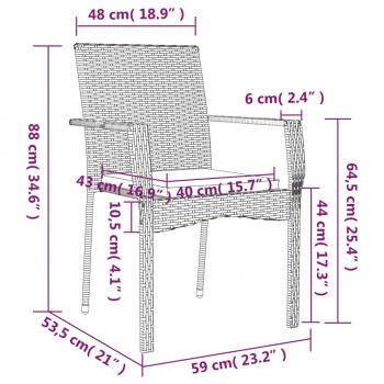 Gartenstühle mit Kissen 4 Stk. Poly Rattan Schwarz